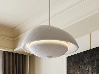 Modern Dome Shaped White Pendant Light With Soft Glow In Minimalist Interior Design 3d model