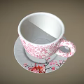 Pink Cherry Blossom Patterned Ceramic Cup And Saucer With Floral Design