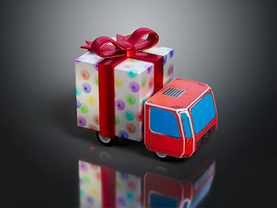 Colorful Children's Furniture With Gift Box And Toy Truck Decorations 3d model