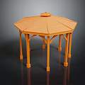 Octagonal Wooden Gazebo Structure With Spire Roof And Supportive Pillars
