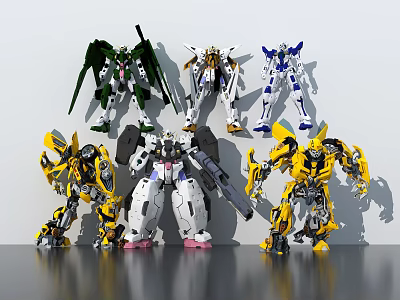 Smart Machines Display With Diverse Colorful Mechanical Figures And Dynamic Poses 3d model