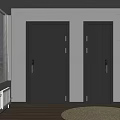 Dark Gray Double Security Doors With Vertical Stripe Design And Electronic Locks 3d model