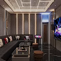 Modern Elevator Hallway Design With Marble Walls Black Shiny Floor And Recessed Lighting