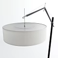 Modern Floor Lamp With Adjustable Arm Metal Structure Fabric Shade And Sleek Design