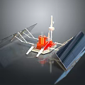Commercial Equipment Featuring Solar Panels Red Main Body And Support Frame Structure 3d model