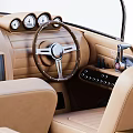 Elegant Blue Yacht with Open Cockpit Beige Seats and Streamlined Design