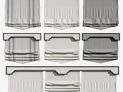 Various Styles Of Roman Blinds Featuring Classic Textures And Modern Pleated Designs 3d model
