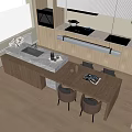 Log Wind Island Table Home Dining Table and Chair Combination Water Bar Table Sideboard Jewelry Ornaments 3d model