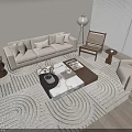 Modern Living Room Sofa Coffee Table Set With Beige Fabric And Wood Marble Top