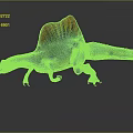 Detailed Spinosaurus Dinosaur 3D Model With Red Orange Sail Green Body
