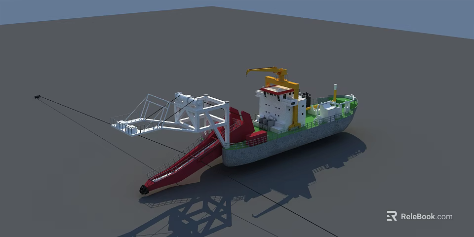 3D Rendering Of Ship With Towing Device And Crane 3d model 