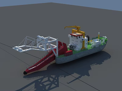 3D Rendering Of Ship With Towing Device And Crane 3d model 3D Rendering Of Ship With Towing Device And Crane 3d model