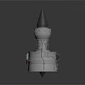 Detailed Space Rocket Model With Conical Top And Mechanical Structure For Space Exploration