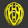 Bright Yellow Bicycle Helmet with Black Ventilation Holes Black Straps and Red Adjustment Buckle