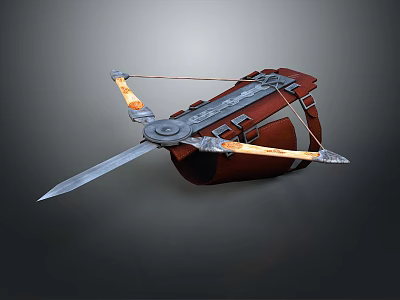 Tactical Crossbow Knife Weapon With Red Case Orange Accents And Silver Metal 3d model
