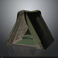 Tent Shaped Furniture With Green Top Cover Brown Textured Sides And Green Cushion Base