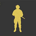 Military Soldier In Camouflage Uniform With Helmet Goggles And Rifle Standing