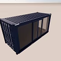 Modern Blue Container Building With Large Glass Windows And Simple Design 3d model