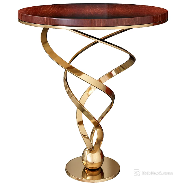 Modern Golden Spiral Base Side Table With Round Elegant Tabletop Design 3d model