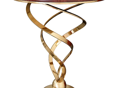 Modern Golden Spiral Base Side Table With Round Elegant Tabletop Design 3d model