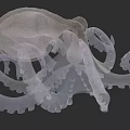 Detailed Transparent Octopus Marine Creature With Curled Tentacles And Smooth Texture