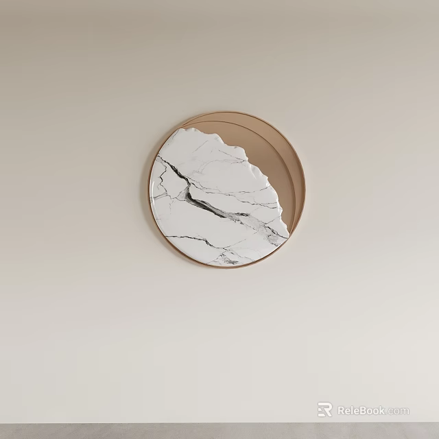 Modern Minimalist Decorative Ornament Set Circular White Marble Wall Mounted Design 3d model