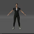 Game Movie Character Wearing Glasses Headset Microphone Military Jacket With Patches And White Shirt