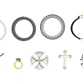 Elegant Jewelry Collection Featuring Pearl Necklace Ornate Rings Cross Pendants And Black Chokers