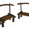 Handcrafted Wooden Leisure Chairs with Curved Frame and Rustic Natural Design for Compact Casual Seating