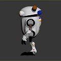 Mechanical Robot Character With White Body Red Blue Stripes Orange Eyes And Number 21