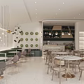 Modern Bubble Tea Shop Interior With Round Tables Chairs And Hanging Lights