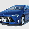 Blue Modern Sedan Car With Stylish Front Grille And Sleek Headlights