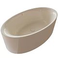 Modern Freestanding Brown Oval Bathtub With Smooth Glossy Surface Design