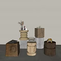 Nordic Stools Solid Wood Stool 3d model