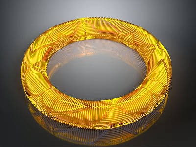 Yellow Circular Electronic Device Component With Textured Patterned Surface Design 3d model