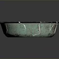 Handcrafted Copper Bowl Shaped Sculpture With Green Patina And Cracked Surface