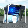 Modern Interactive Public Facility Kiosk With Digital Display Screen In Outdoor Park Area