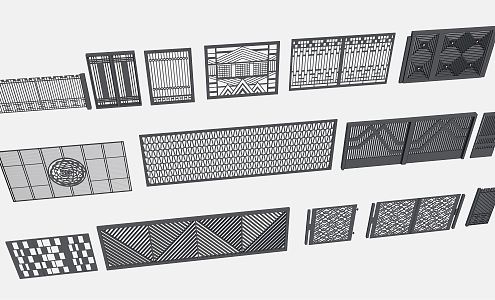 New Chinese Style Gate Iron Gate 3d model