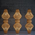 Middle Ancient Quiet Floor Lamp Southeast Asia Rattan Floor Lamp Simple Floor Lamp Southeast Asia Landscape Lamp 3d model