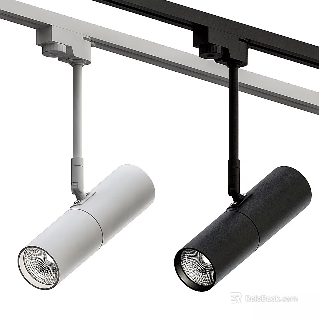 Sleek Modern Track Mounted Spotlights in White and Black Adjustable Design 3d model 