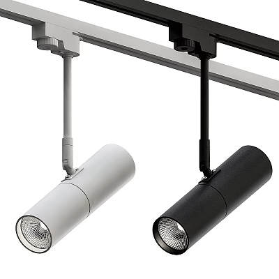 Sleek Modern Track Mounted Spotlights in White and Black Adjustable Design 3d model