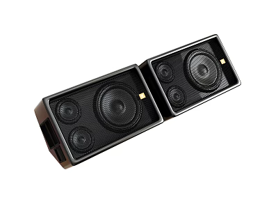 Two Black Audio Speakers With Multiple Drivers And Sleek Design For Home Theater 3d model