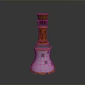 Decorative Household Bottle With Wooden Cap And Ornate Blue Orange Curved Carvings
