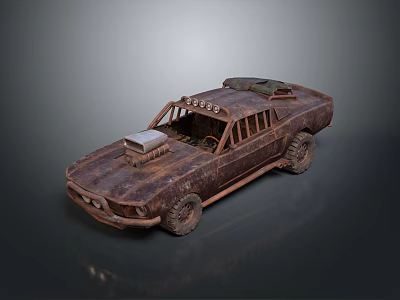 Rusty Modified Car With Roll Cage Roof Equipment And Off Road Tires 3d model