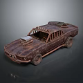 Rusty Modified Car With Roll Cage Roof Equipment And Off Road Tires