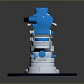 Blue And White Industrial Precision Equipment Featuring Multiple Mechanical Components On Black Platform 3d model