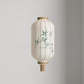 Traditional Hanging Lantern With Wooden Frame And Bamboo Leaf Pattern