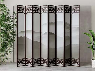 New Chinese-style screen partition 3d model