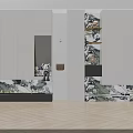 Modern Entryway Cabinet And Side Cabinet With White Panels Patterned Design And Built-in Lighting