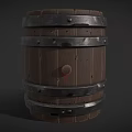 Traditional Wooden Barrel With Metal Hoops Wooden Top And Rivets For Home Storage